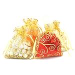 Gold Sheer Organza Gift Bags - 100 Pack