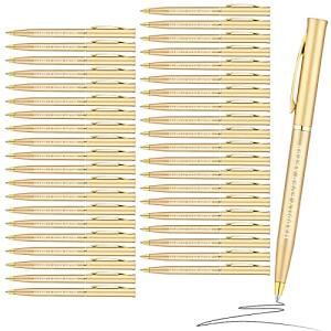 Gold Slim Ballpoint Pens for Wedding Favors - 100 Pcs