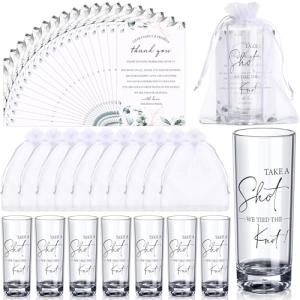 100 Wedding Favor Shot Glass Set with Bags