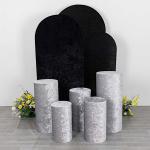 5 Silver Crushed Velvet Cylinder Stand Covers