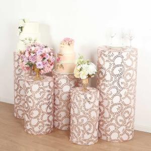 Rose Gold Geometric Leaf Vine Sequin Display Covers
