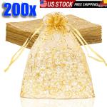 200 Gold Organza Wedding Gift Bags and Pouches