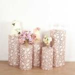 Rose Gold Geometric Leaf Vine Sequin Display Covers
