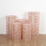 Rose Gold Geometric Leaf Vine Sequin Display Covers