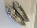 Silver Satin Kitten Heels for Brides Size 8