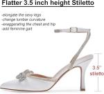 Ainrock White Wedding Shoes with Bling Bow, Size 7