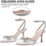 Ainrock White Wedding Shoes with Bling Bow, Size 7