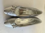 Silver Satin Kitten Heels for Brides Size 8