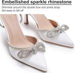 Ainrock White Wedding Shoes with Bling Bow, Size 7