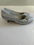 Silver Satin Kitten Heels for Brides Size 8
