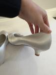 Silver Satin Kitten Heels for Brides Size 8
