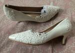 White Floral Lace Wedding Pumps for Women Size 9