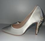 Metal Flower Satin High Heel Wedding Shoes