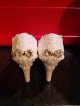 White Lace Bridal High Heels with Rhinestone Bow