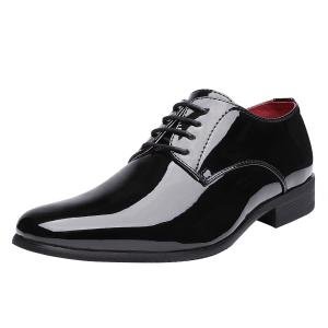 Men's Faux Patent Leather Tuxedo Dress Loafers
