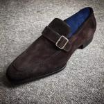 Brown Suede Leather Monk Strap Wedding Shoes for Men