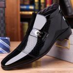 Stylish Men's High-Top Ankle Boots with Buckle