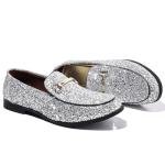 Men's Glitter Tuxedo Loafers with Gold Buckle