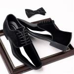 Men's Black Vintage Patent Leather Dress Shoes