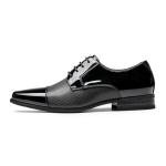 Bruno Marc Black Patent Tuxedo Dress Shoes
