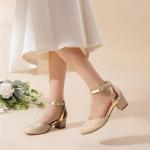 Gold Ankle Strap High Heel Shoes for Kids