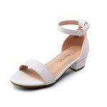 Girls' White Bow Ankle Strap Wedding Sandals