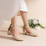 Gold Ankle Strap High Heel Shoes for Kids