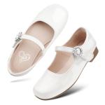 Girls White Mary Jane Ballet Flats for Weddings
