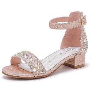 Gold Sparkle Flower Girl Dress Shoes with Strap