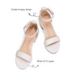 Girls' White Bow Ankle Strap Wedding Sandals