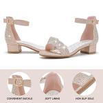 Gold Sparkle Flower Girl Dress Shoes with Strap