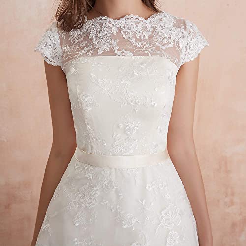 Ivory Floral Lace Cocktail Dress for Weddings, US 16