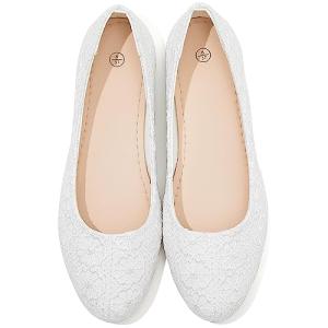 Comfortable White Round Toe Lace Ballet Flats