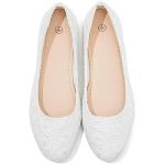 Comfortable White Round Toe Lace Ballet Flats