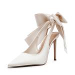 Steve Madden Ivory Satin Teacup Pumps for Weddings
