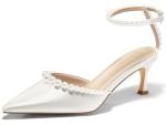 Pearl Ankle Strap Kitten Heels for Brides