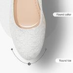 Comfortable White Round Toe Lace Ballet Flats