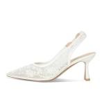 White Lace Slingback Kitten Heels for Brides
