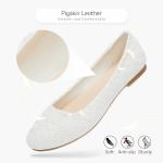 Comfortable White Round Toe Lace Ballet Flats
