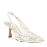 White Lace Slingback Kitten Heels for Brides