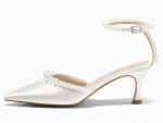 Pearl Ankle Strap Kitten Heels for Brides