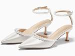 Pearl Ankle Strap Kitten Heels for Brides