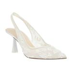 White Slingback Kitten Heels with Beads for Weddings
