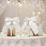 Mattiventon Satin White Bridal Slingback Heels