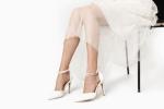 White Pointed Toe Ankle Strap Heels for Weddings