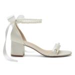 Pearl Open Toe Block Heel Wedding Sandals
