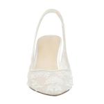 White Slingback Kitten Heels with Beads for Weddings
