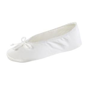 White Satin Ballerina Slippers with Bow Tie