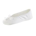 White Satin Ballerina Slippers with Bow Tie