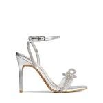 Silver Double Bowknots Crystal Slingback Heels